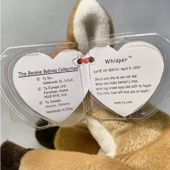 *WHISPER spotted Deer Fawn, Ty Beanie Babies,Hangtag attached,Tag Errors,Vintage - Picture 7 of 10